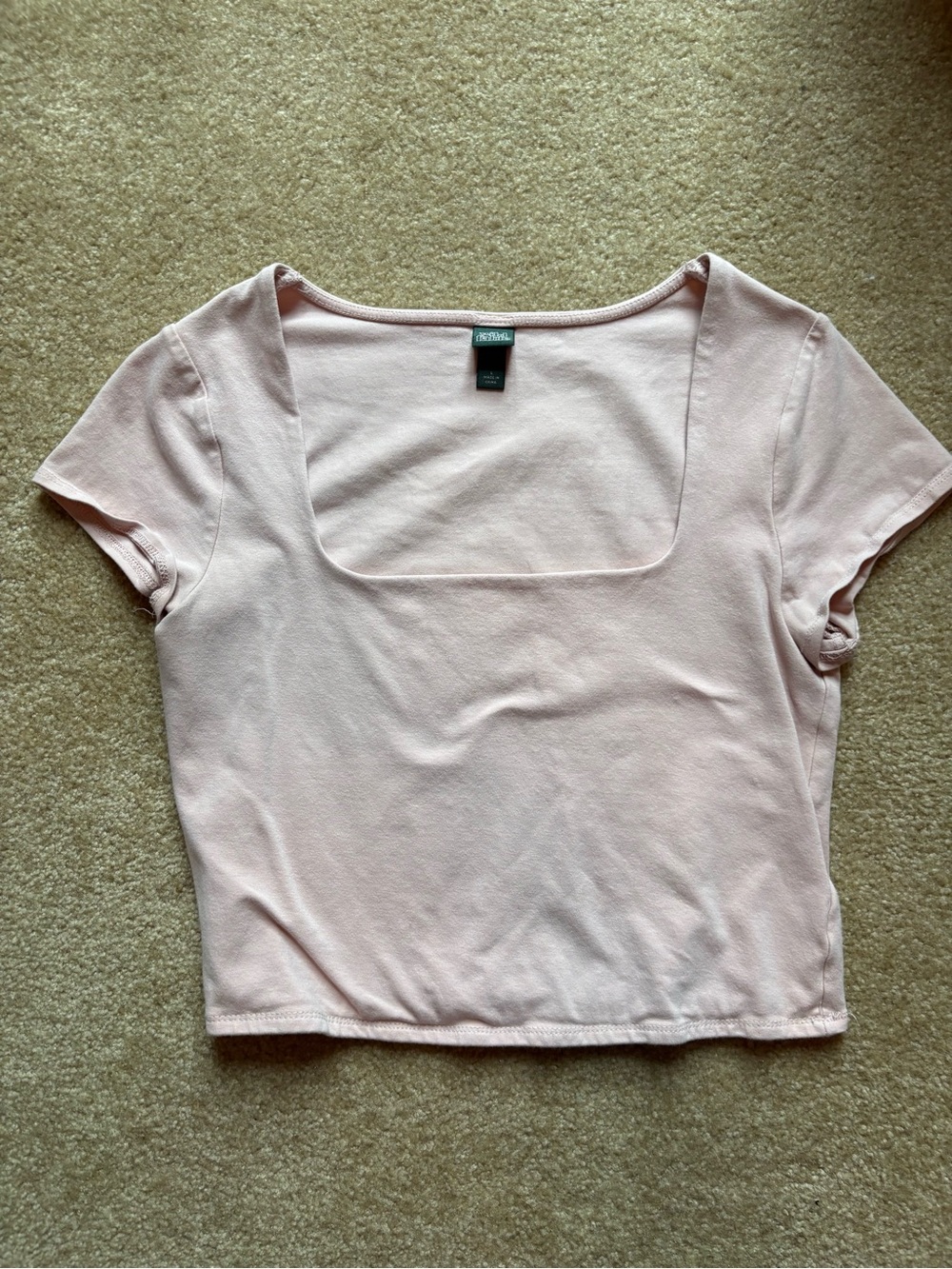 Wild Fable Soft Square Neck Crop Top - Pale Pink
